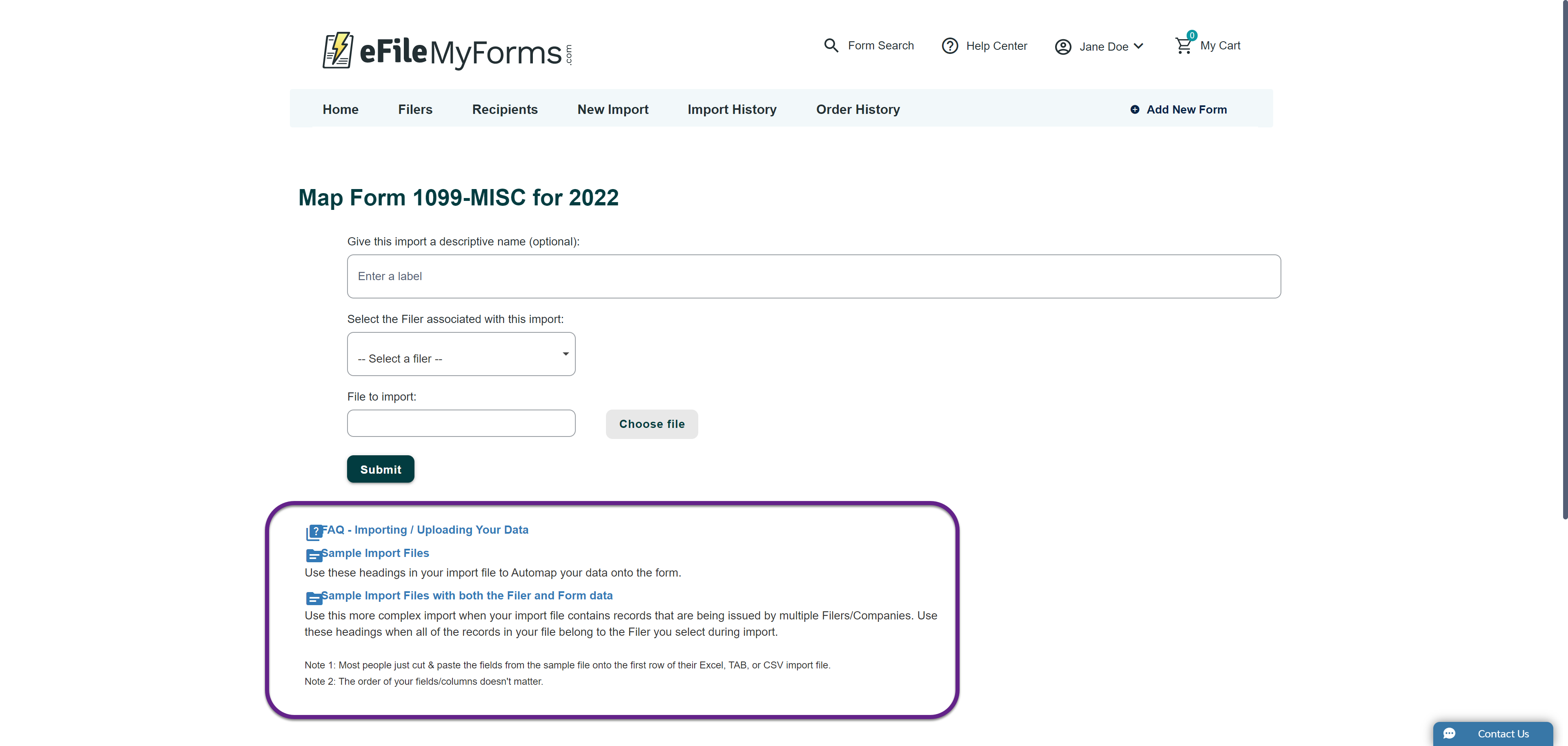 Importing forms from Excel eFileMyForms