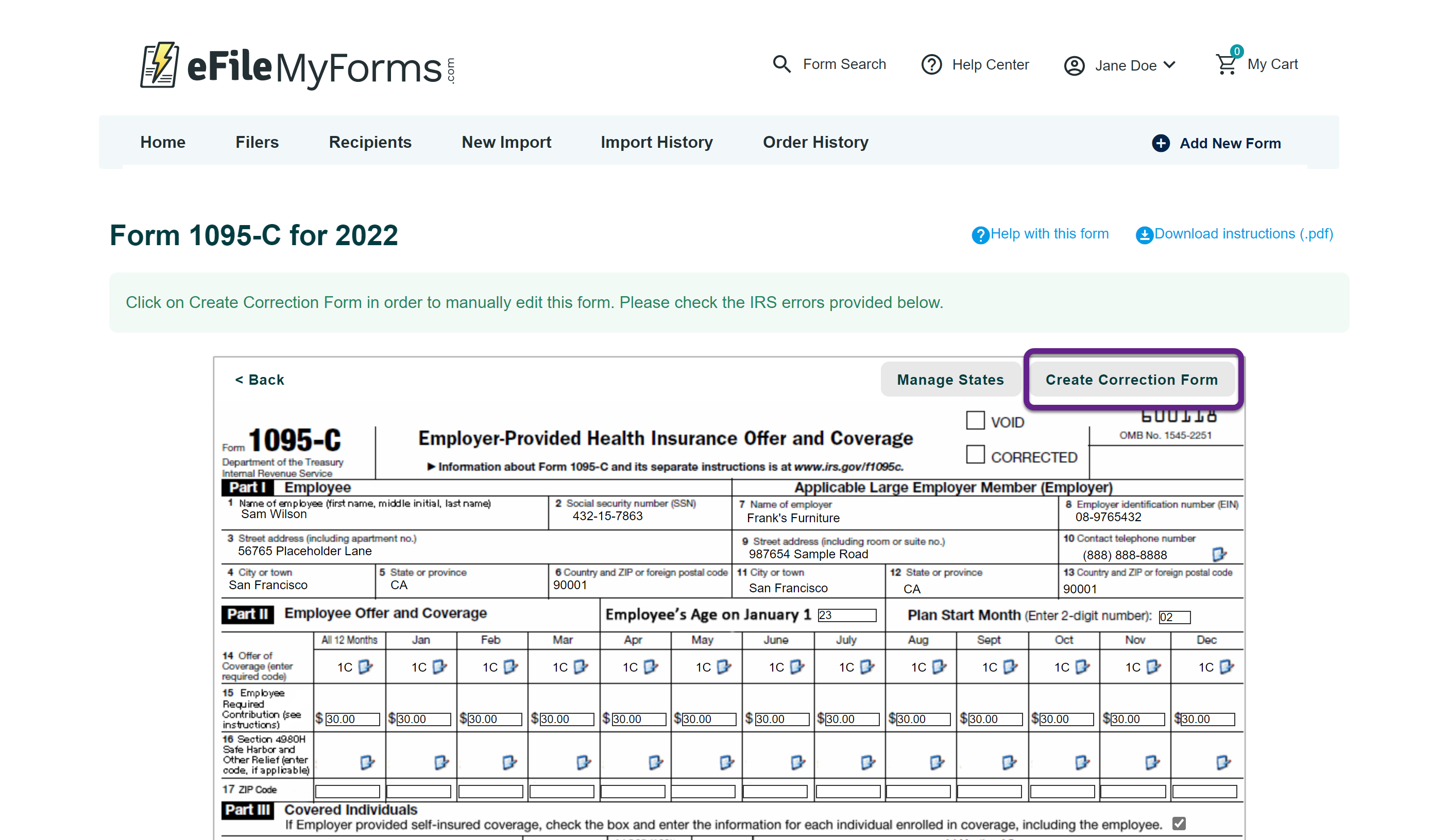 How to find and correct 1095 ACA forms that have been accepted with